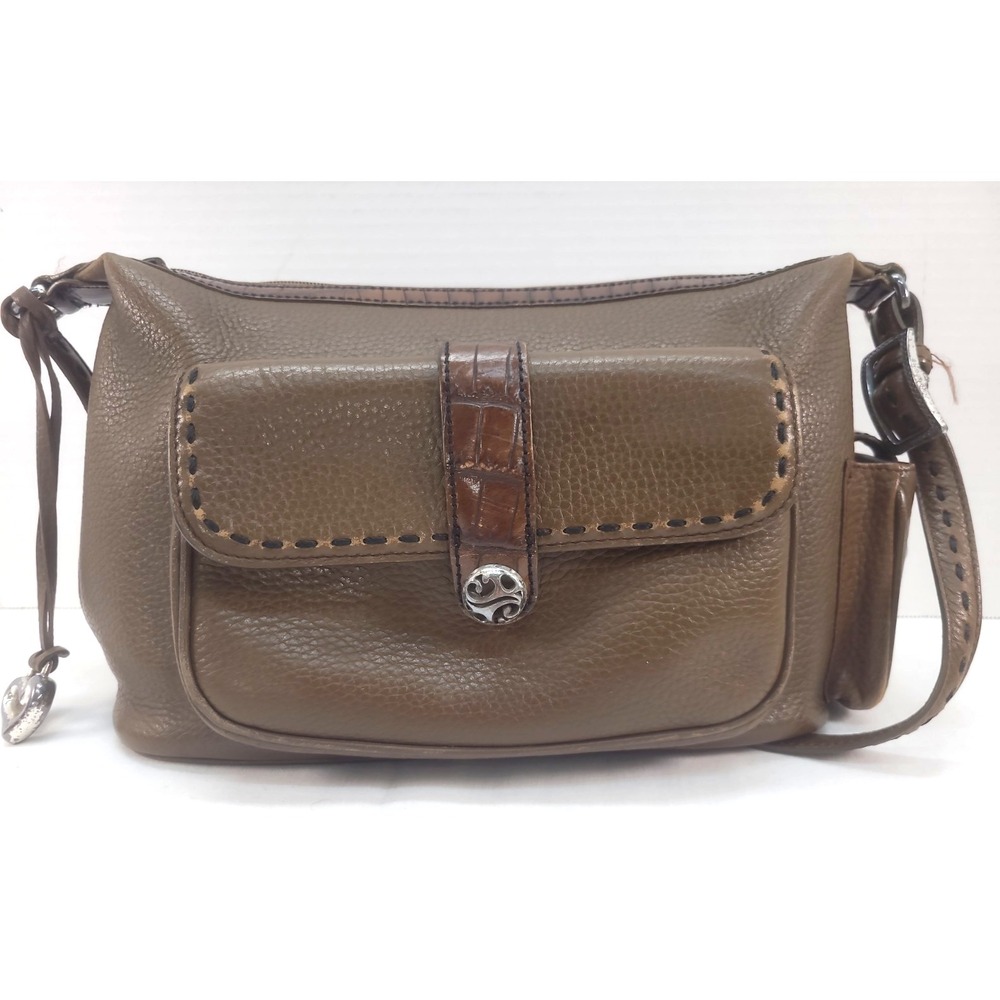 Brighton Brown Pebbled Leather Crossbody Bag Stitched